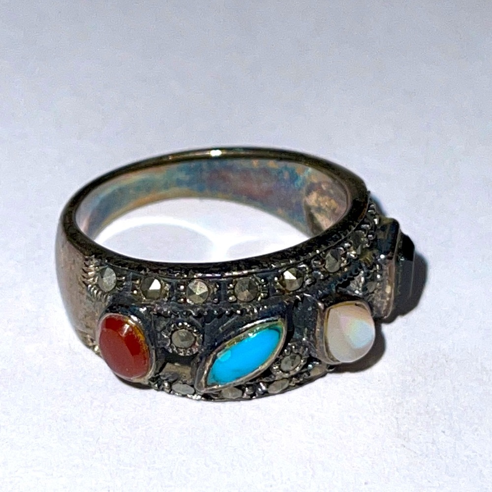 925 Sterling Silver Multistone Ring - image 1